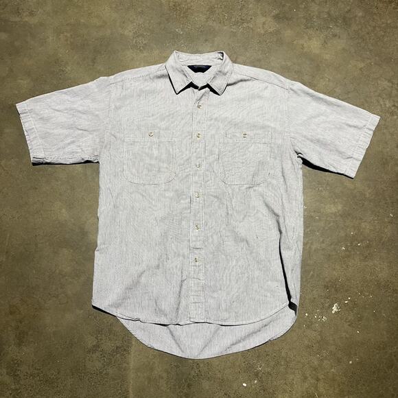 Vintage 90s Woolrich White Striped Cotton Button Up Shirt - Picture 1 of 3